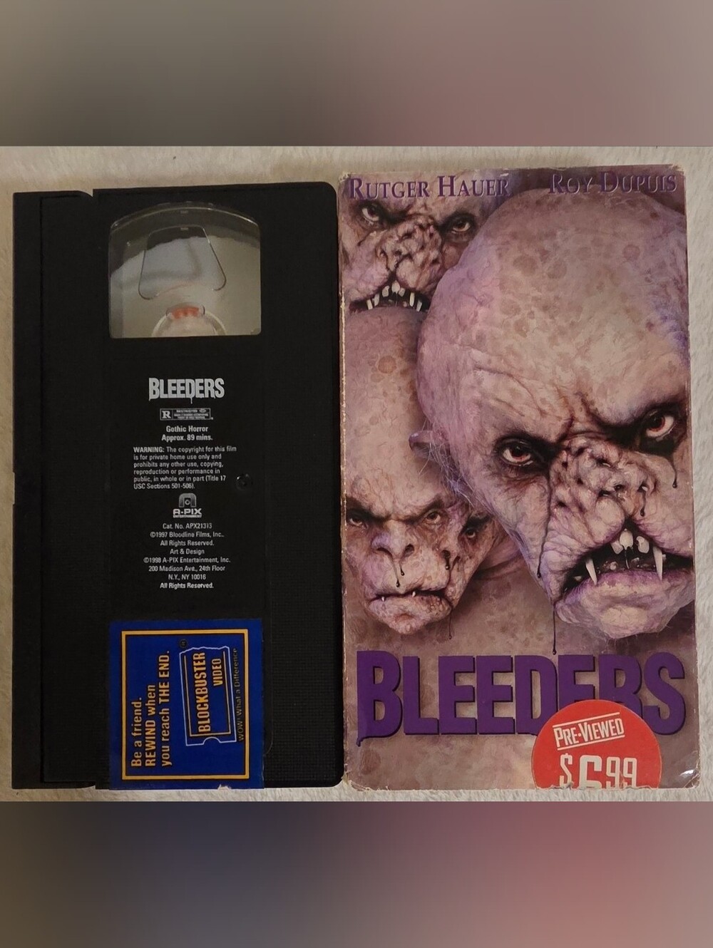 Bleeders VHS Horror Tape - Blockbuster Tags